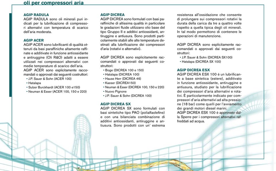 compressori alternativi con medie temperature di scarico dell aria. AGIP 