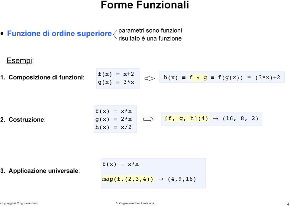 Composizione di funzioni: f(x x+2 g(x 3*x h(x f g f(g(x = (3*x+2 2.