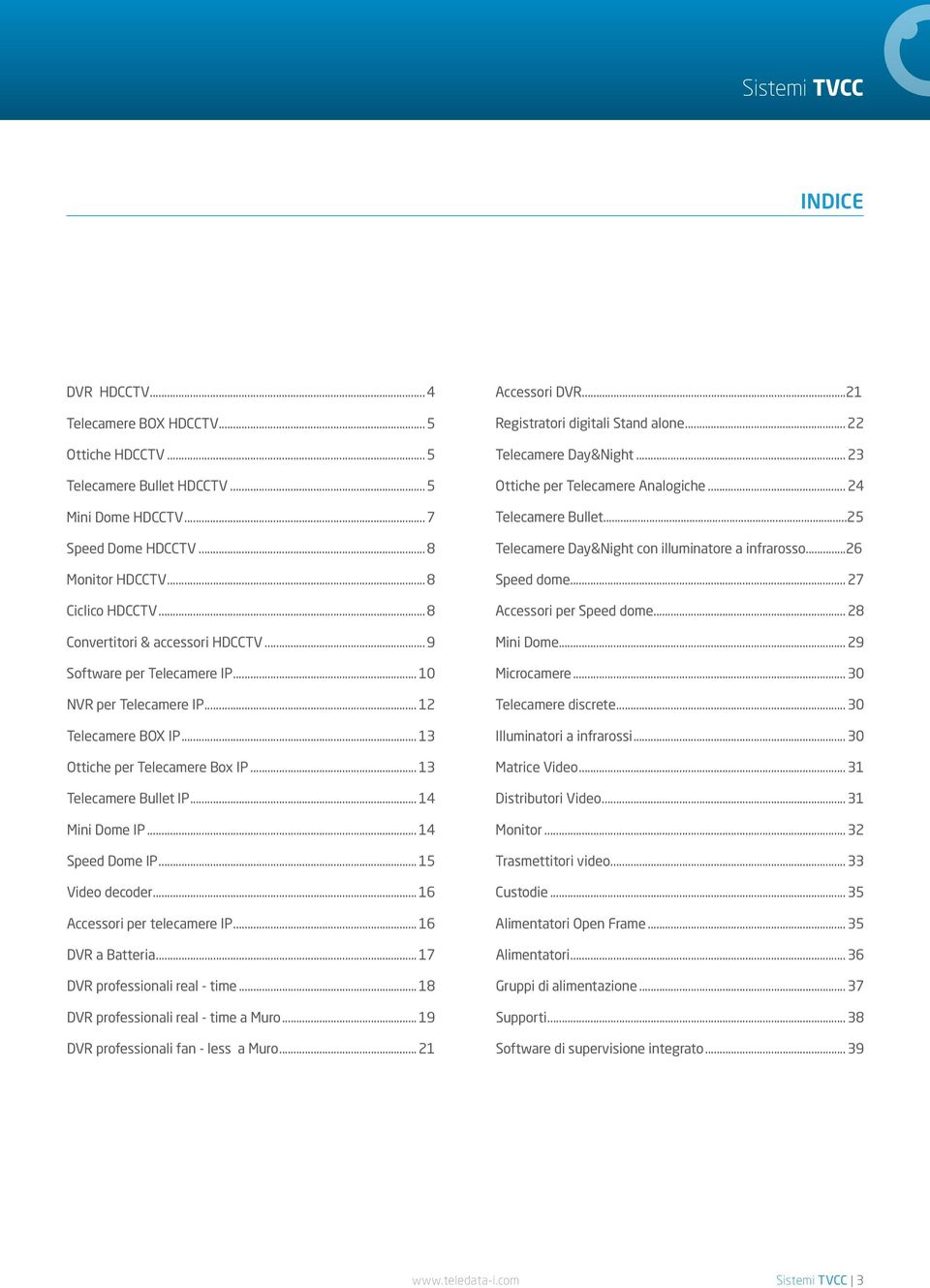 .. 14 Speed Dome IP... 15 Video decoder... 16 Accessori per telecamere IP... 16 DVR a Batteria... 17 DVR professionali real - time... 18 DVR professionali real - time a Muro.