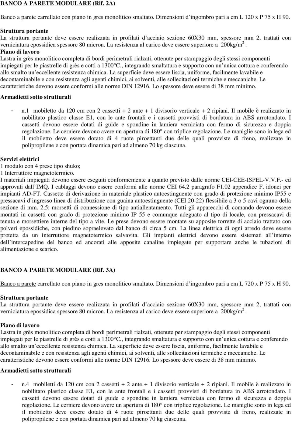 La resistenza al carico deve essere superiore a 200kg/m 2.