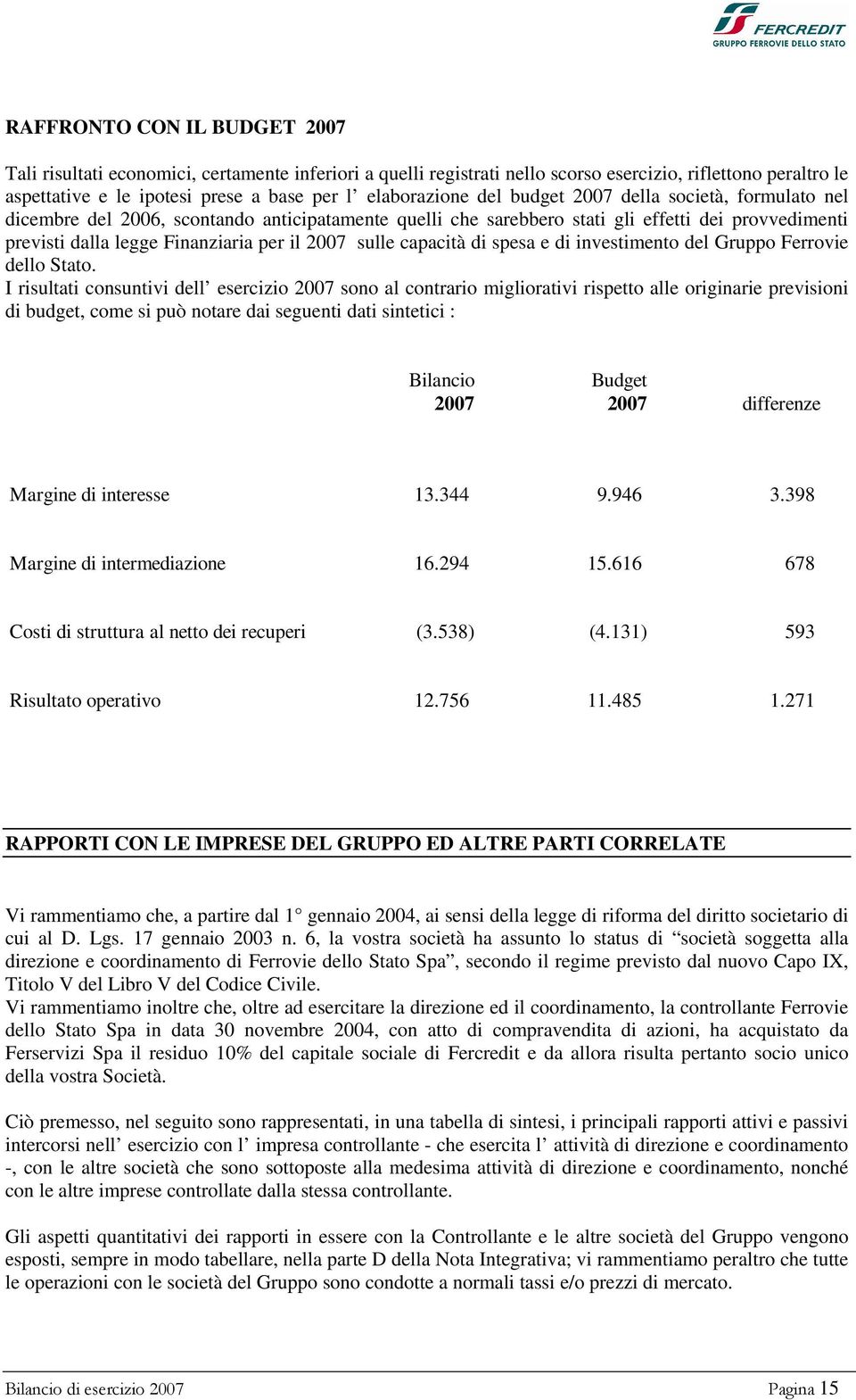 capacità di spesa e di investimento del Gruppo Ferrovie dello Stato.