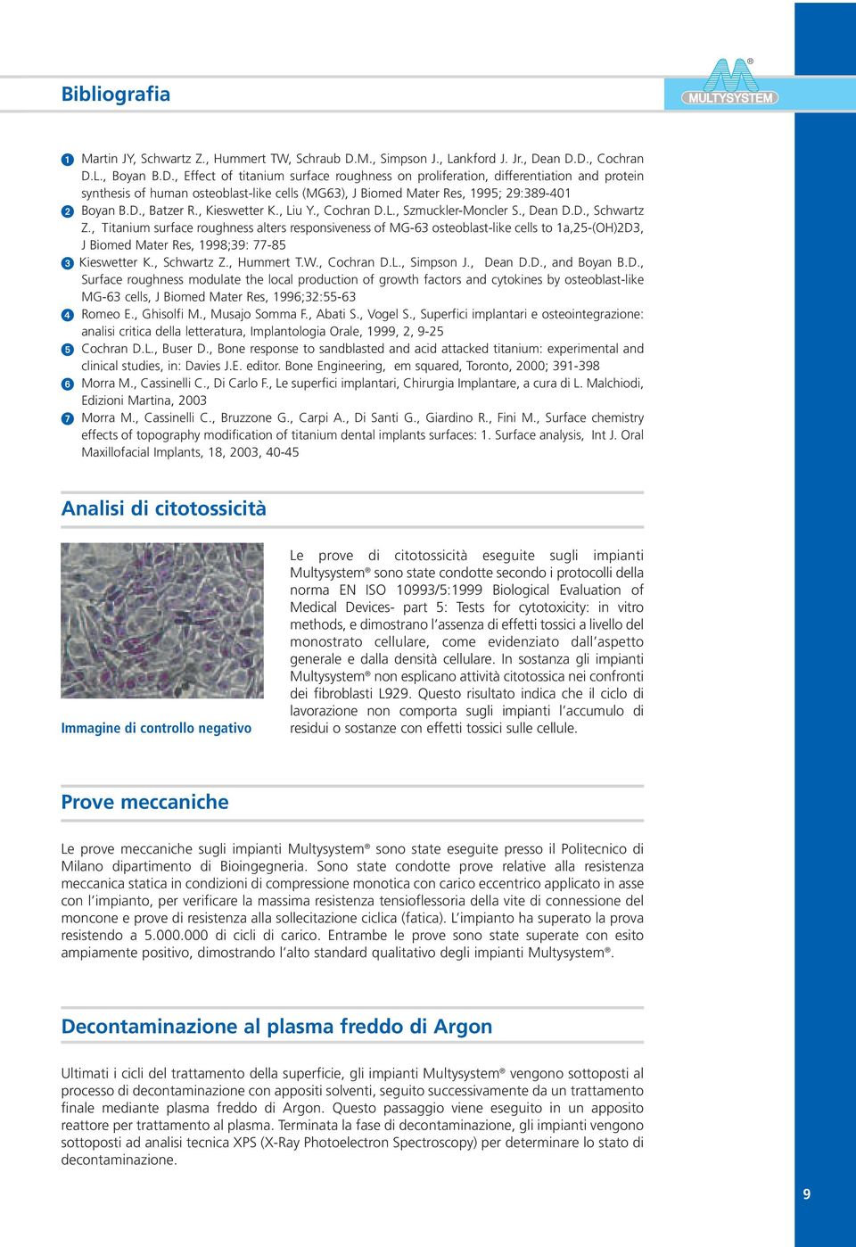 an D.D., Cochran D.L., Boyan B.D., Effect of titanium surface roughness on proliferation, differentiation and protein synthesis of human osteoblast-like cells (MG63), J Biomed Mater Res, 1995; 29:389-401 Boyan B.