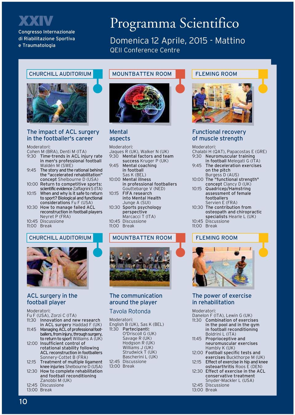 behind the "accelerated rehabilitation" concept Shelbourne D (USA) 10:00 Return to competitive sports: scientific evidence Zaffagnini S (ITA) 10:15 When and why is it safe to return to sport?