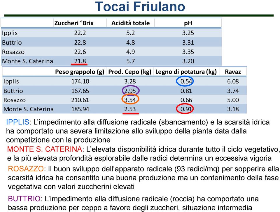 18 IPPLIS: L impedimento alla diffusione radicale (sbancamento) e la scarsità idrica ha comportato una severa limitazione allo sviluppo della pianta data dalla competizione con la produzione MONTE S.