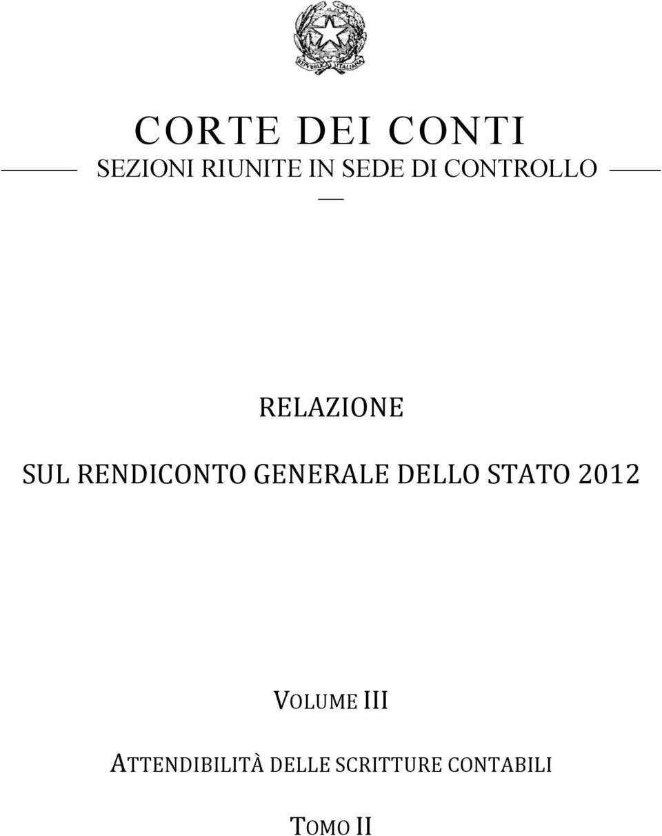 GENERALE DELLO STATO 2012 VOLUME III