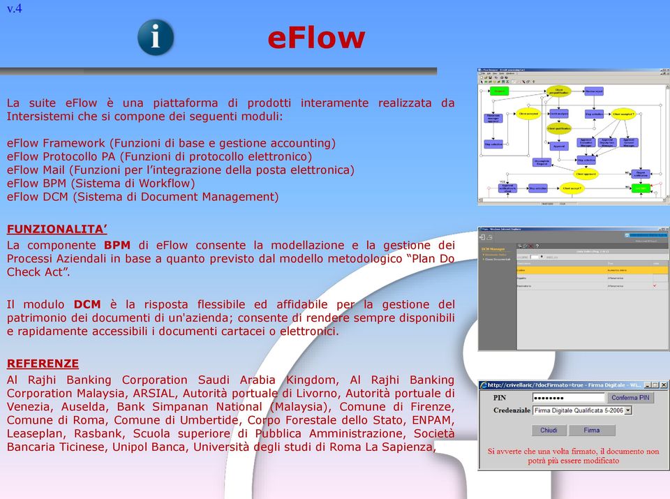 componente BPM di eflow consente la modellazione e la gestione dei Processi Aziendali in base a quanto previsto dal modello metodologico Plan Do Check Act.