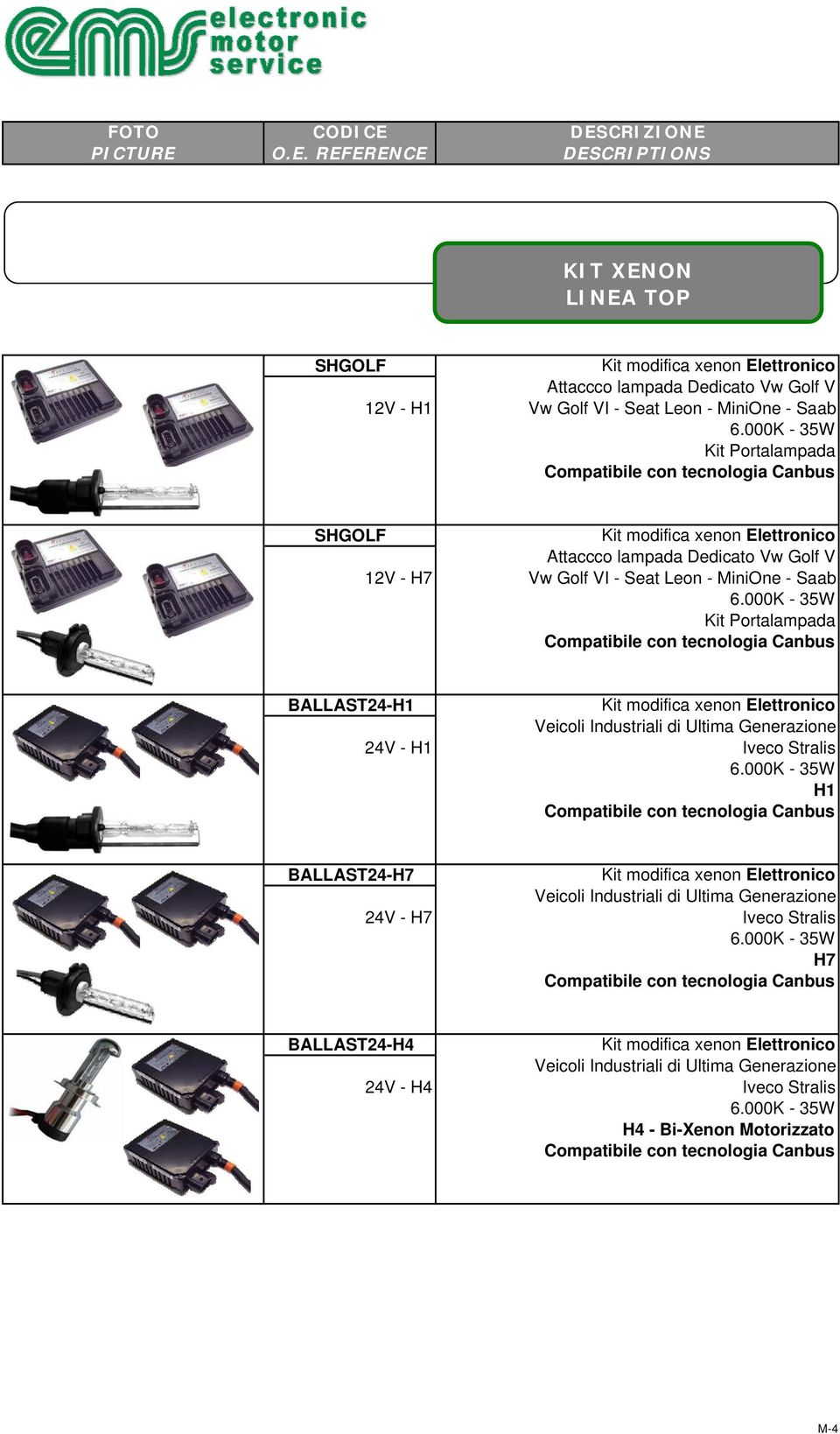 000K - 35W Kit Portalampada Compatibile con tecnologia Canbus BALLAST24-H1 24V - H1 Kit modifica xenon Elettronico Veicoli Industriali di Ultima Generazione Iveco Stralis 6.