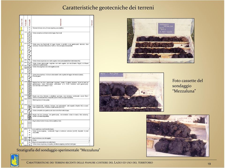 sondaggio Mezzaluna Stratigrafia