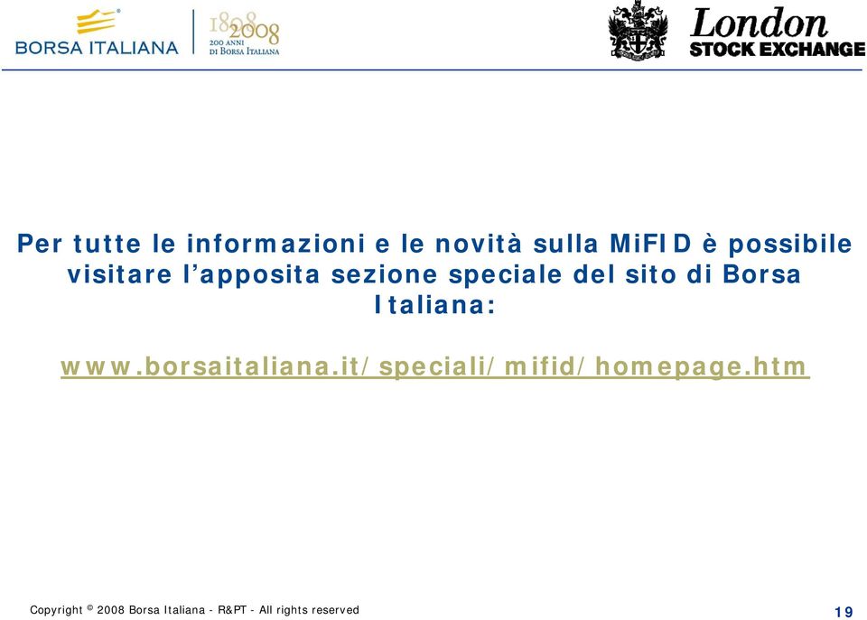 sezione speciale del sito di Borsa Italiana: