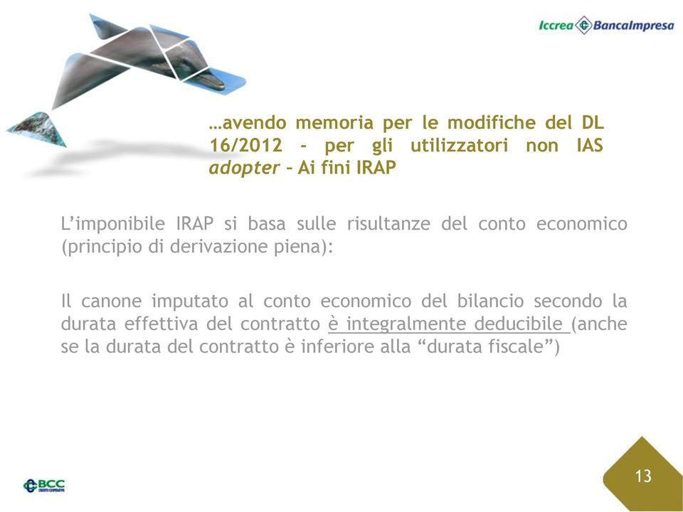 piena): Il canone imputato al conto economico del bilancio secondo la durata effettiva del