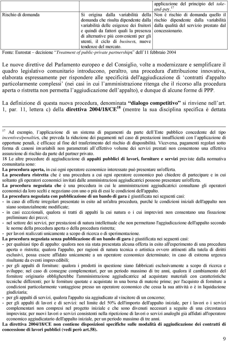 17 Non è rischio di domanda quello il rischio dipendente dalla variabilità dalla qualità del servizio prestato dal concessionario.