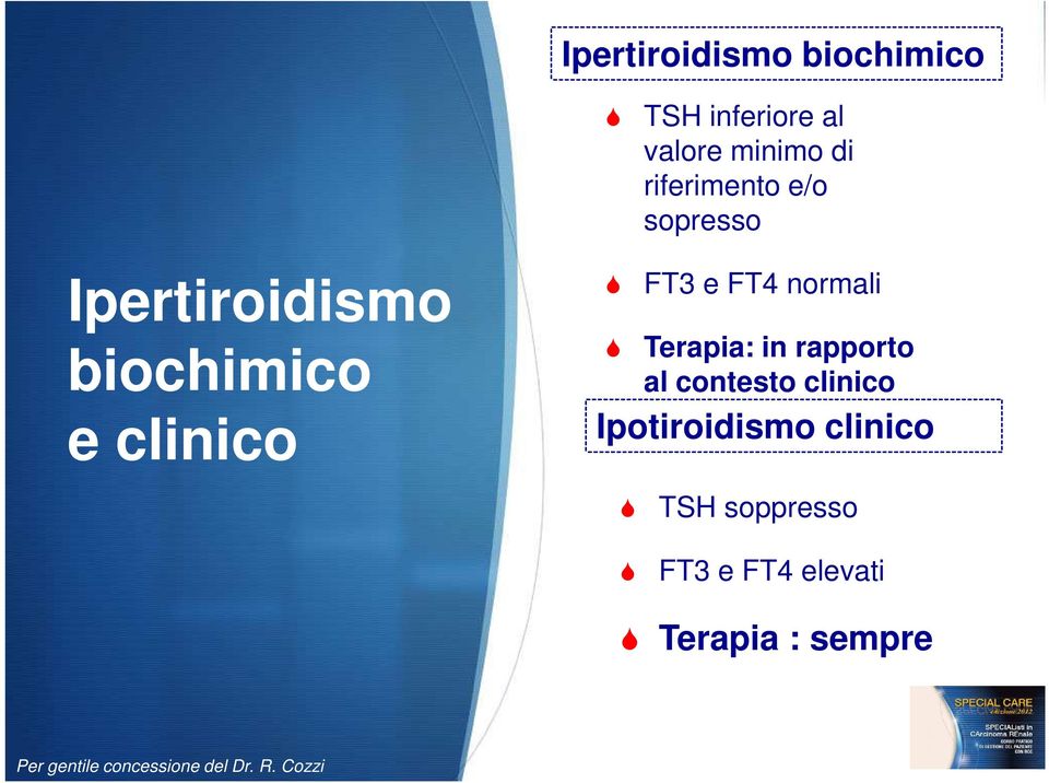 FT3 e FT4 normali Terapia: in rapporto al contesto clinico