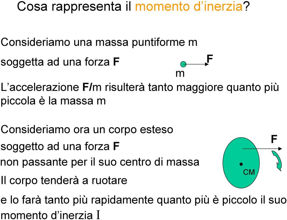 tanto maggiore quanto più piccola è la massa m Consideriamo ora un corpo esteso soggetto ad una