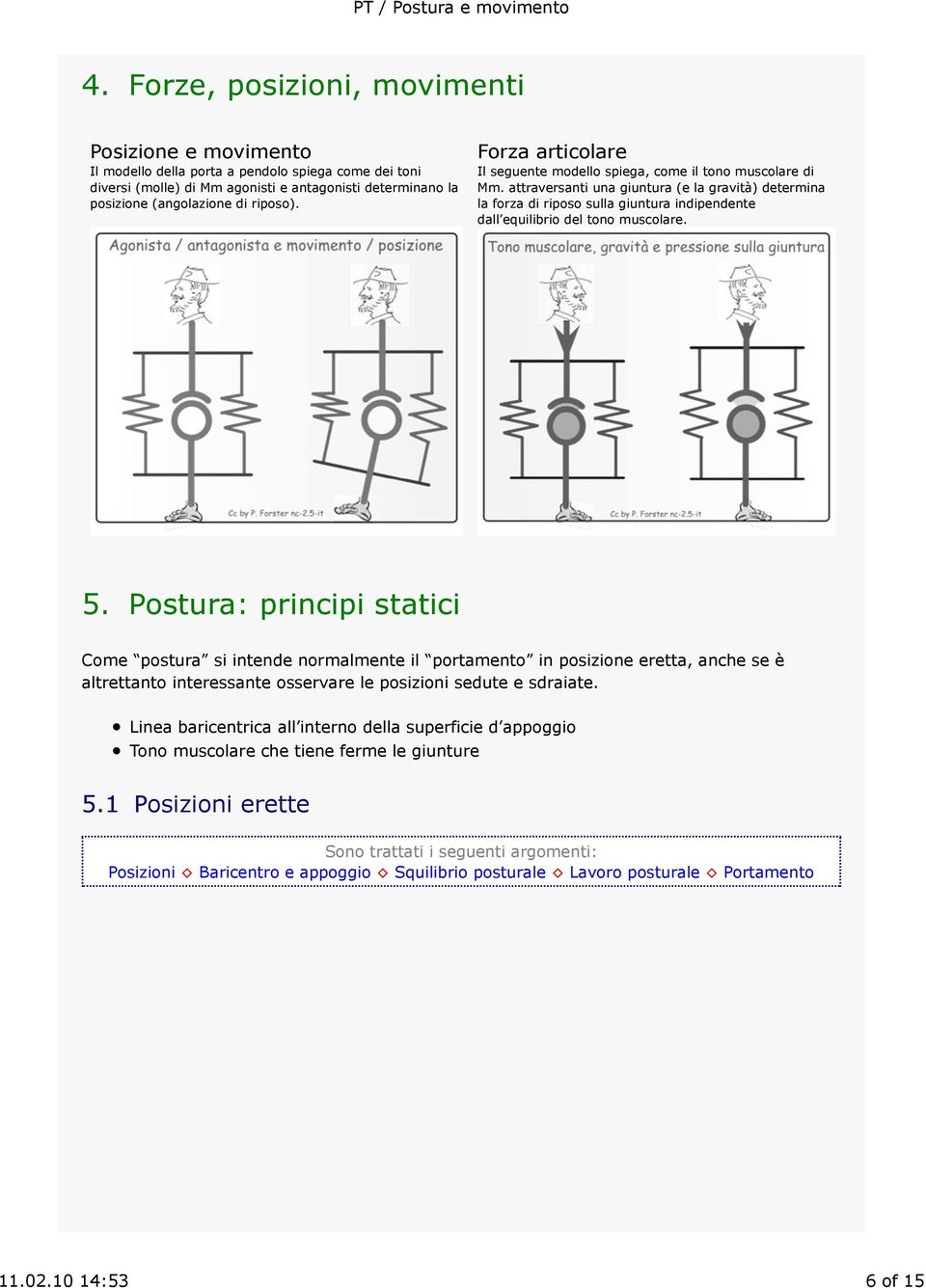 attraversanti una giuntura (e la gravità) determina la forza di riposo sulla giuntura indipendente dall equilibrio del tono muscolare. 5.