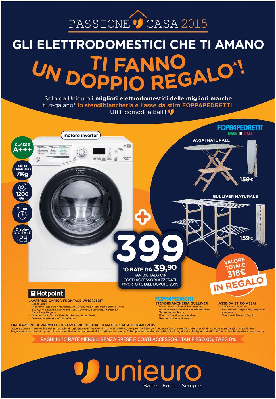 SSI NTURLE 7Kg 159 1200 GULLIVER NTURLE + 399 10 RTE D 39,90 IMPORTO TOTLE DOVUTO 399 159 VLORE TOTLE 318 LVTRICE CRIC FRONTLE WMG723BIT Super Silent Programmi Speciali: nti llergy, nti Stain, uto