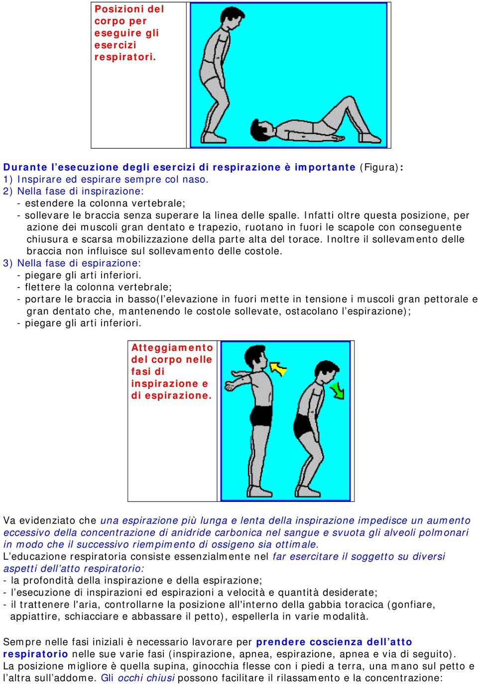 Infatti oltre questa posizione, per azione dei muscoli gran dentato e trapezio, ruotano in fuori le scapole con conseguente chiusura e scarsa mobilizzazione della parte alta del torace.