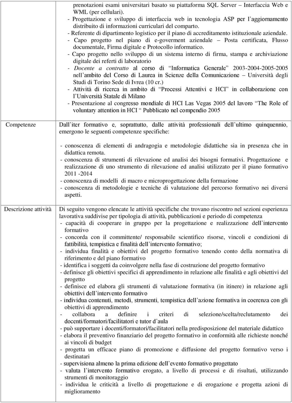 - Referente di dipartimento logistico per il piano di accreditamento istituzionale aziendale.