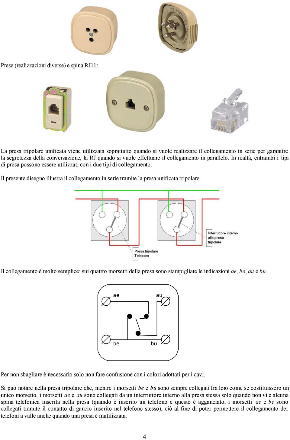 Il presente disegno illustra il collegamento in serie tramite la presa unificata tripolare.