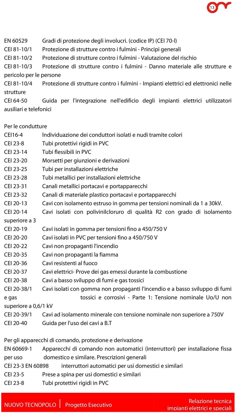 di strutture contro i fulmini - Danno materiale alle strutture e pericolo per le persone CEI 81-10/4 Protezione di strutture contro i fulmini - Impianti elettrici ed elettronici nelle strutture CEI