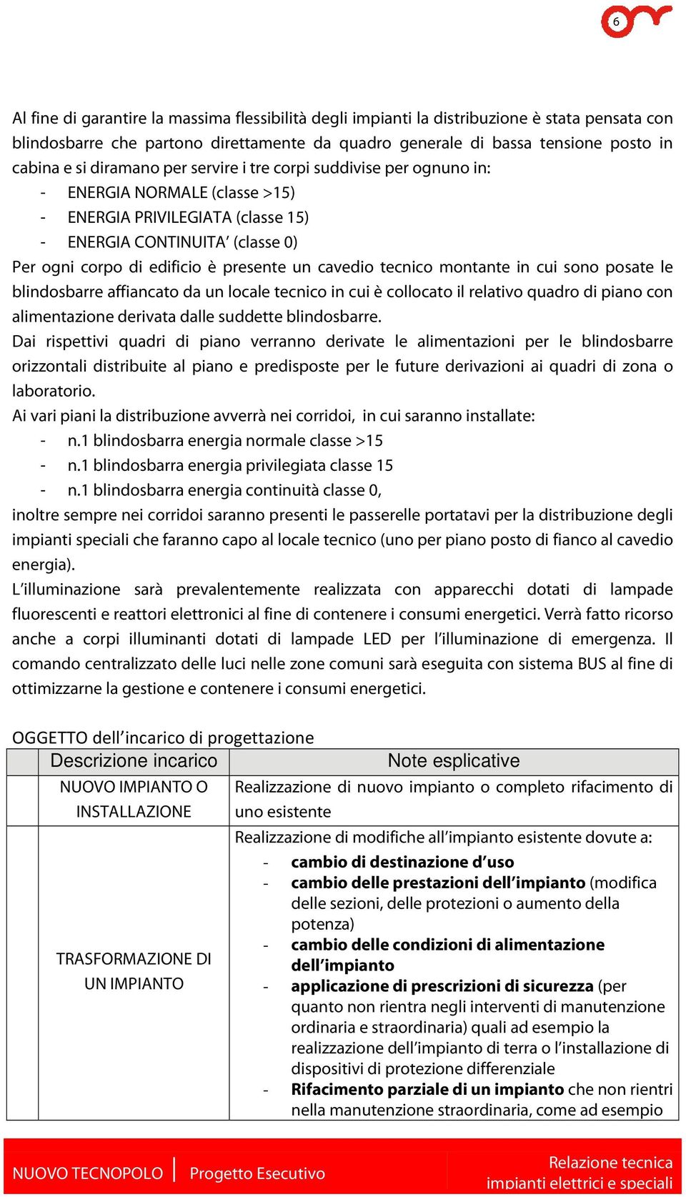 cavedio tecnico montante in cui sono posate le blindosbarre affiancato da un locale tecnico in cui è collocato il relativo quadro di piano con alimentazione derivata dalle suddette blindosbarre.