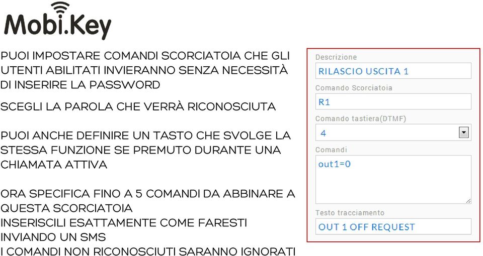 FUNZIONE SE PREMUTO DURANTE UNA CHIAMATA ATTIVA ORA SPECIFICA FINO A 5 COMANDI DA ABBINARE A QUESTA