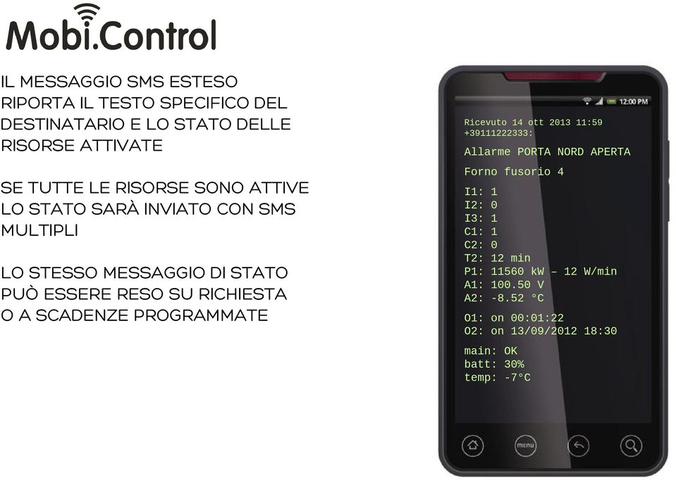 MULTIPLI LO STESSO MESSAGGIO DI STATO PUÒ ESSERE RESO SU RICHIESTA O A SCADENZE PROGRAMMATE I1: I2: I3: C1: C2: T2: P1: A1: