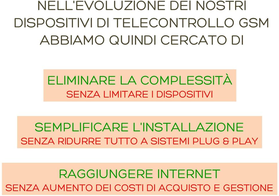 DISPOSITIVI SEMPLIFICARE L'INSTALLAZIONE SENZA RIDURRE TUTTO A