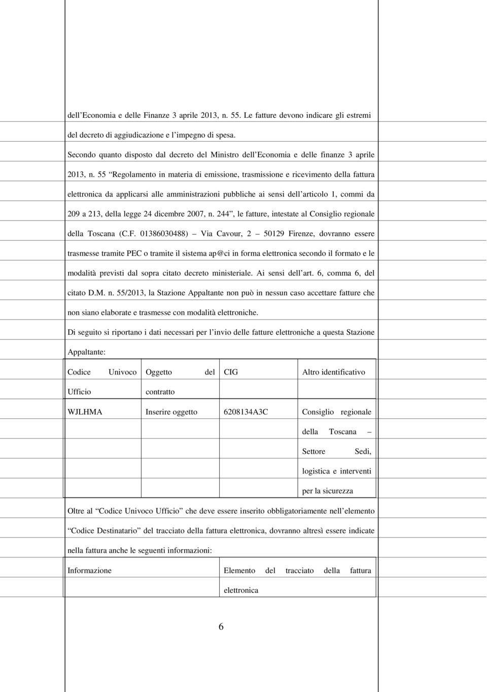 55 Regolamento in materia di emissione, trasmissione e ricevimento della fattura elettronica da applicarsi alle amministrazioni pubbliche ai sensi dell articolo 1, commi da 209 a 213, della legge 24