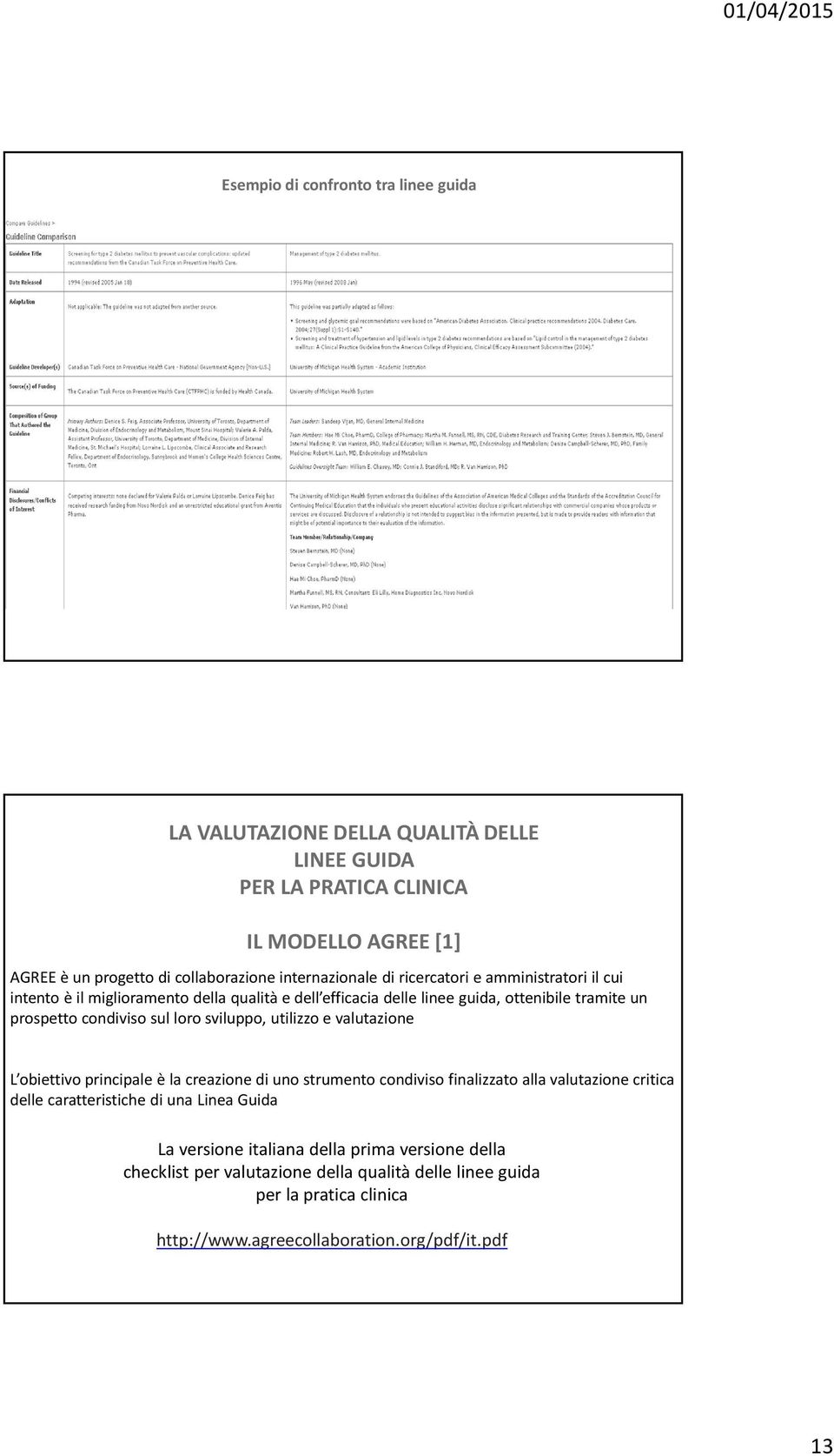 sul loro sviluppo, utilizzo e valutazione L obiettivo principale è la creazione di uno strumento condiviso finalizzato alla valutazione critica delle caratteristiche di una