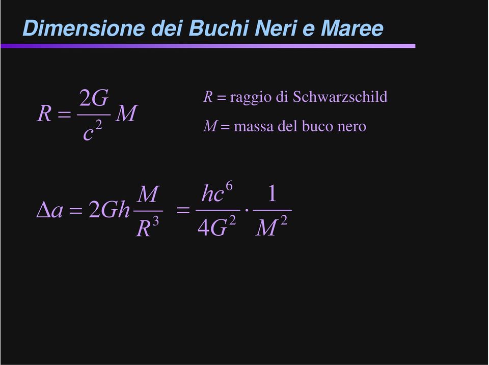 Schwarzschild M = massa del buco