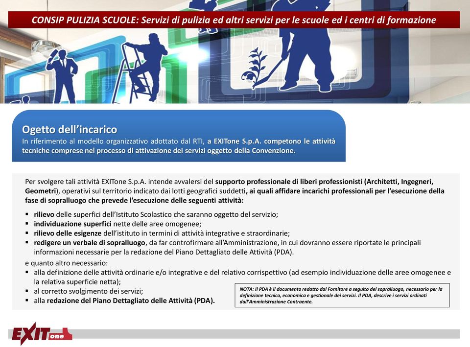 intende avvalersi del supporto professionale di liberi professionisti (Architetti, Ingegneri, Geometri), operativi sul territorio indicato dai lotti geografici suddetti, ai quali affidare incarichi