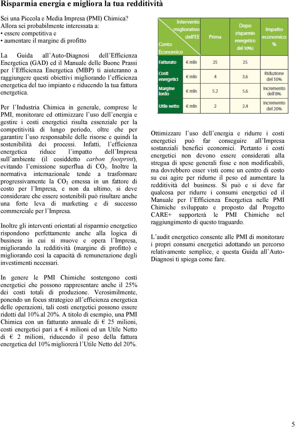 Efficienza Energetica (MBP) ti aiuteranno a raggiungere questi obiettivi migliorando l efficienza energetica del tuo impianto e riducendo la tua fattura energetica.