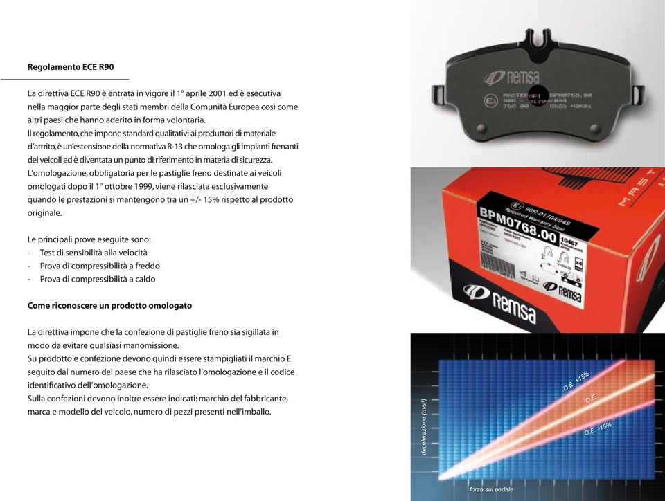 Il regolamento, che impone standard qualitativi ai produttori di materiale d attrito, è un estensione della normativa R-13 che omologa gli impianti frenanti dei veicoli ed è diventata un punto di