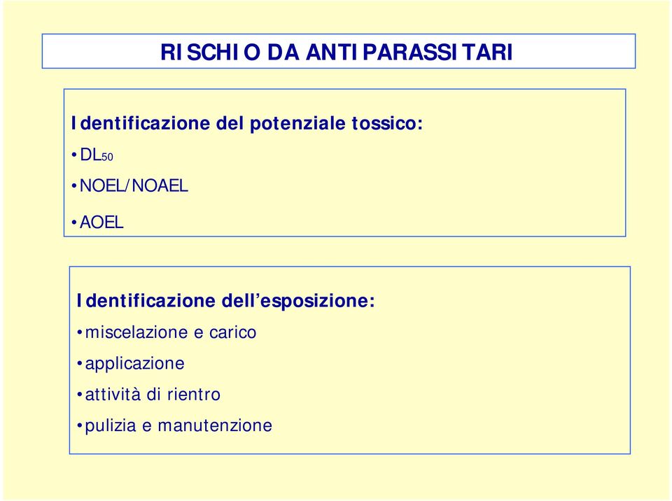 Identificazione dell esposizione: miscelazione e