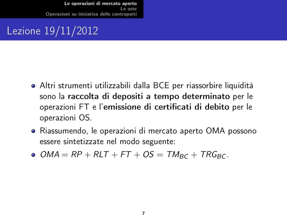 di debito per le operazioni OS.