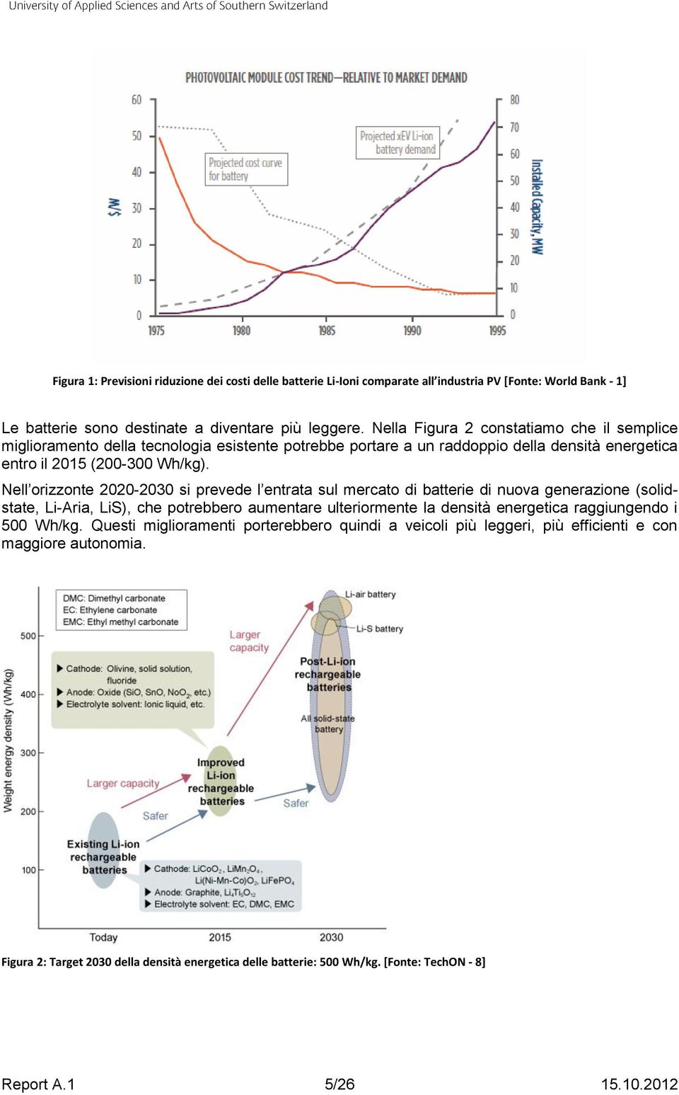 Nell orizzonte 2020-2030 si prevede l entrata sul mercato di batterie di nuova generazione (solidstate, Li-Aria, LiS), che potrebbero aumentare ulteriormente la densità energetica raggiungendo