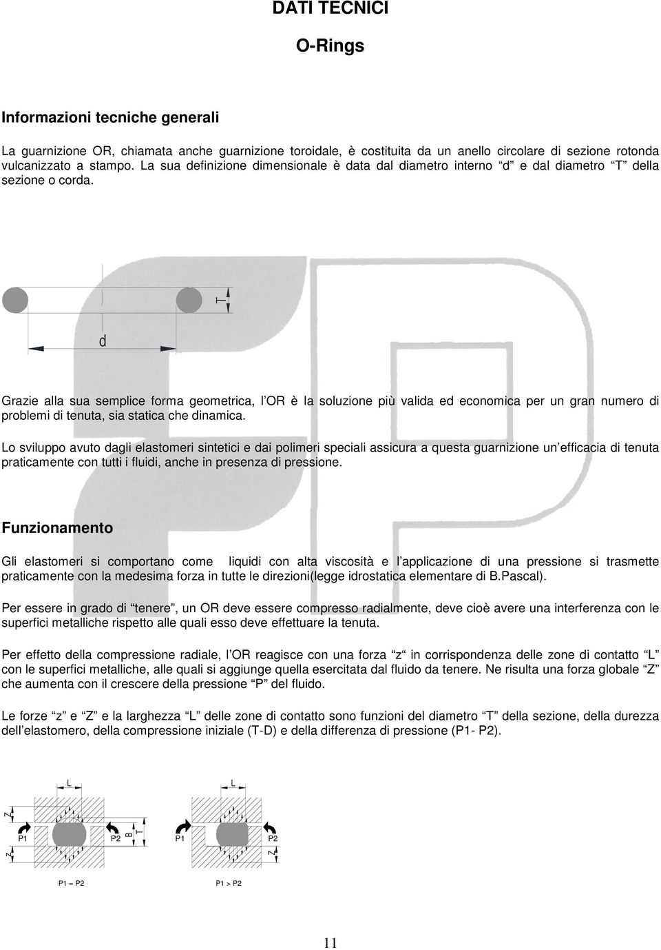 T d Grazie alla sua semplice forma geometrica, l OR è la soluzione più valida ed economica per un gran numero di problemi di tenuta, sia statica che dinamica.