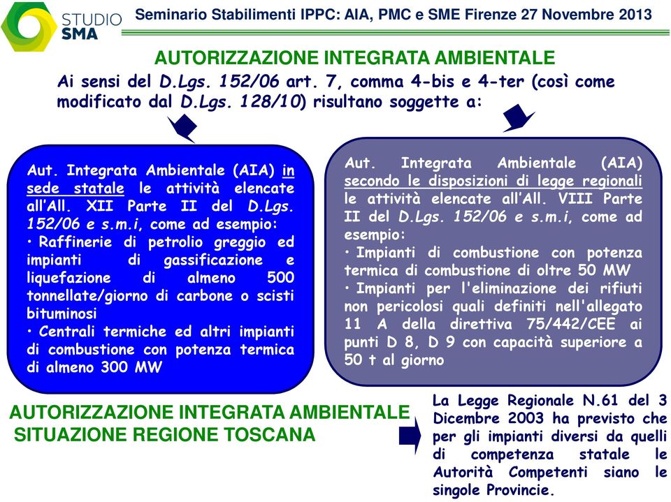 m.i, come ad esempio: Raffinerie di petrolio greggio ed impianti di gassificazione e liquefazione di almeno 500 tonnellate/giorno di carbone o scisti bituminosi Centrali termiche ed altri impianti di