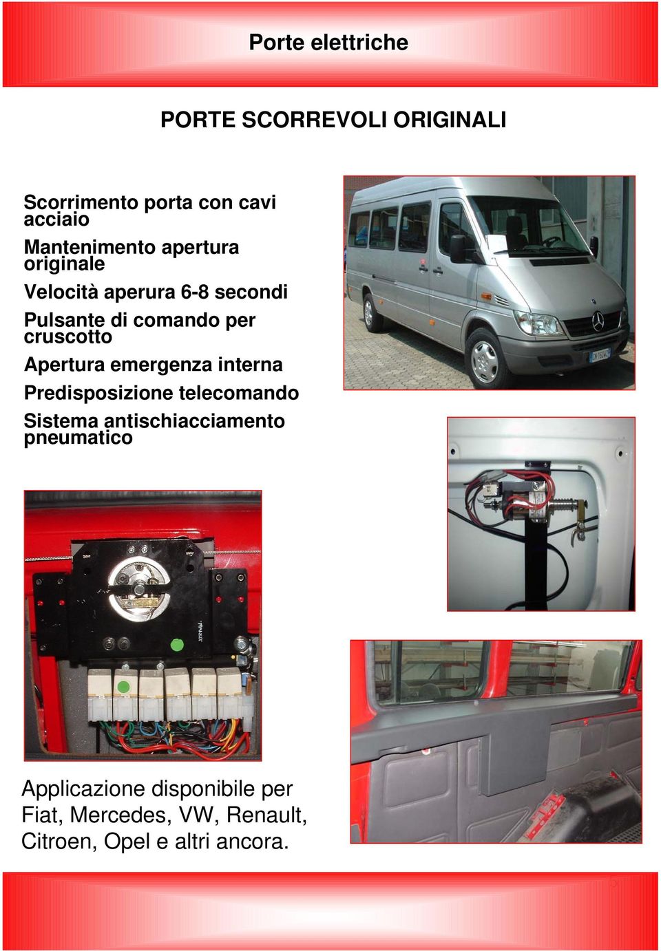 cruscotto Apertura emergenza interna Predisposizione telecomando Sistema