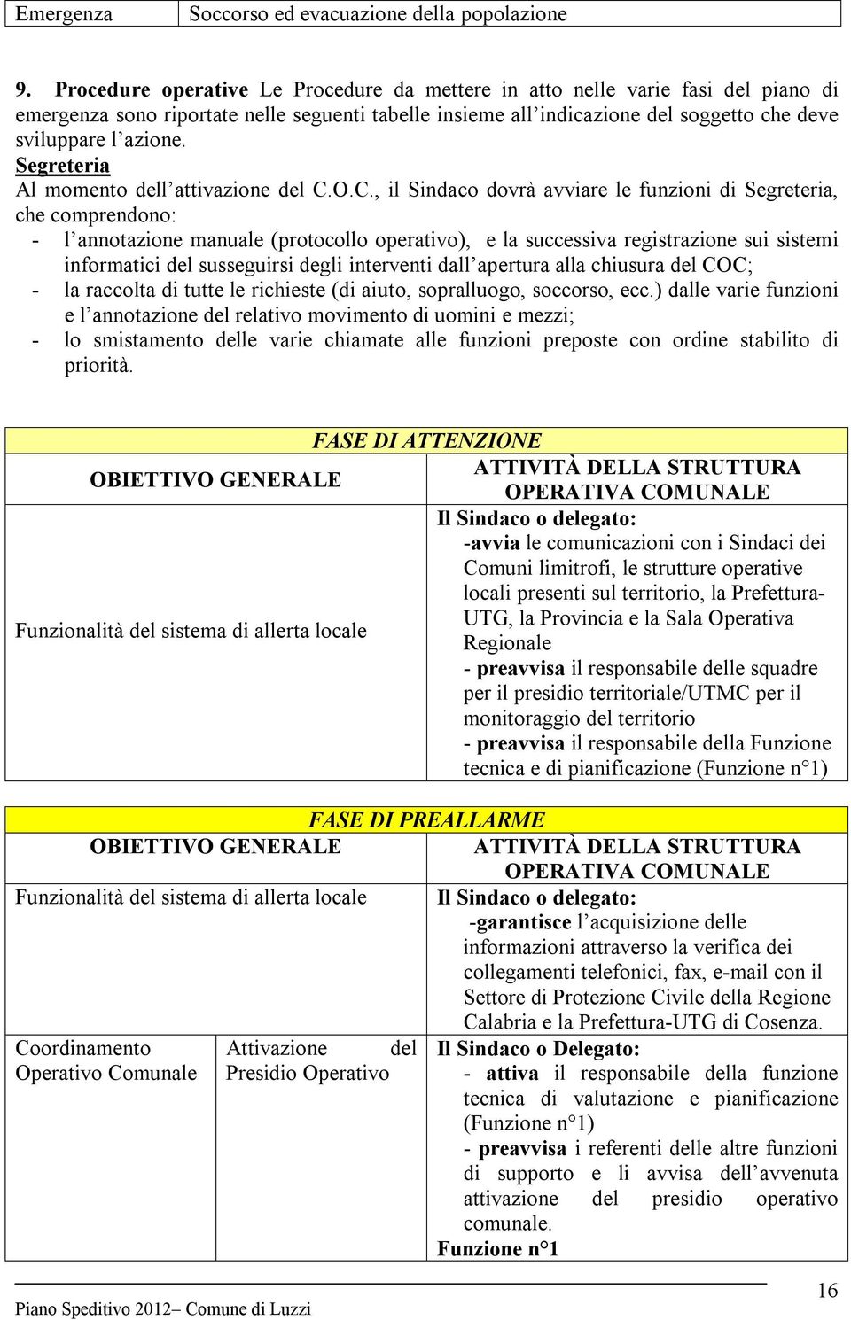 Segreteria Al momento dell attivazione del C.