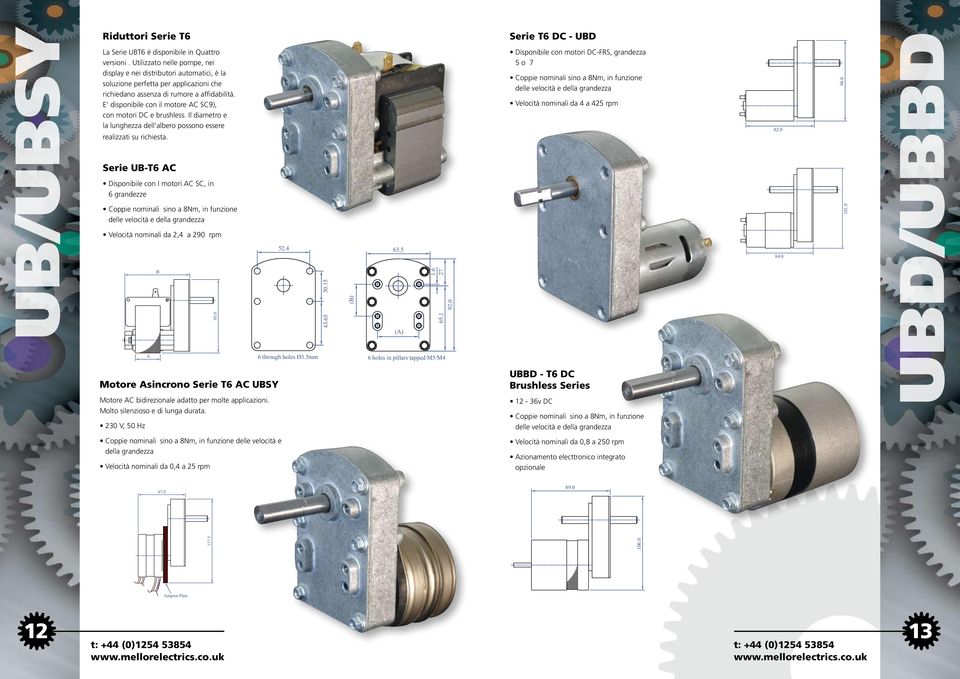 E disponibile con il motore C SC9), con motori DC e brushless. Il diametro e la lunghezza dell albero possono essere realizzati su richiesta.