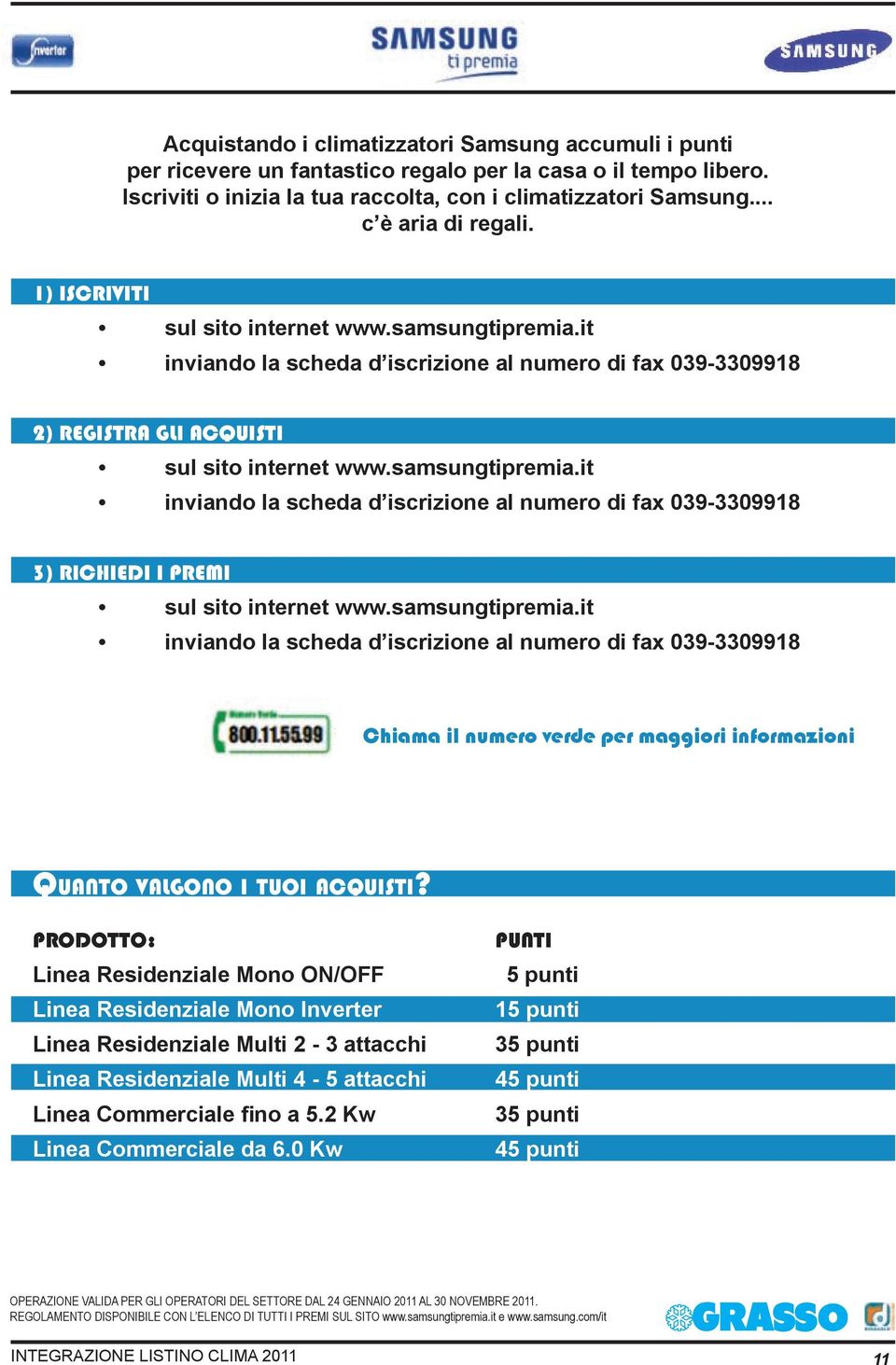 it inviando la scheda d iscrizione al numero di fax 039-3309918 2) REGISTRA GLI ACQUISTI sul sito internet www.samsungtipremia.