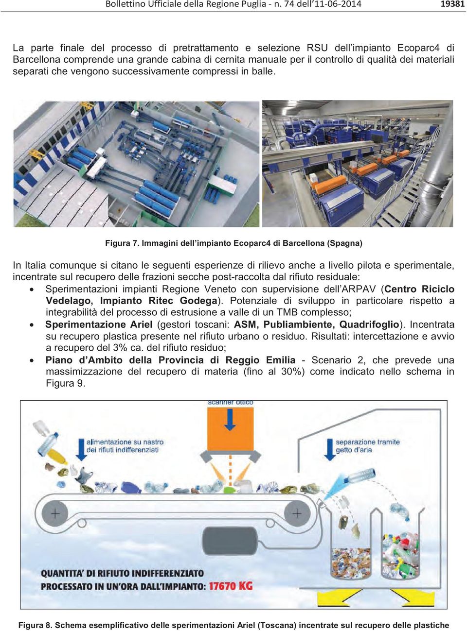 dei materiali separati che vengono successivamente compressi in balle. Figura 7.