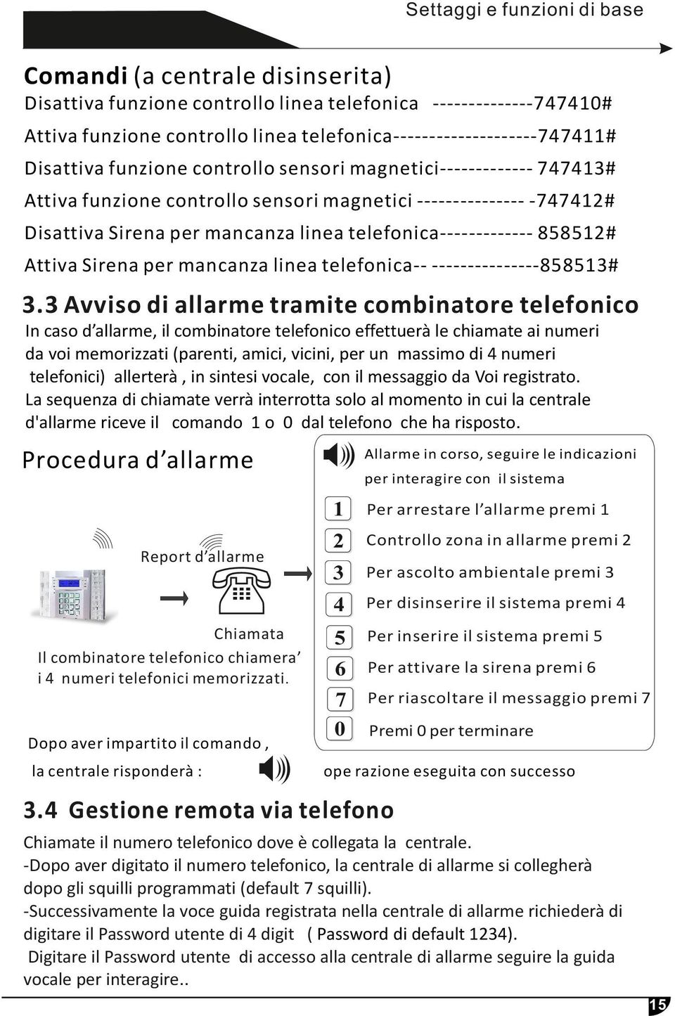 Attiva Sirena per mancanza linea telefonica-- ---------------85853# 3.