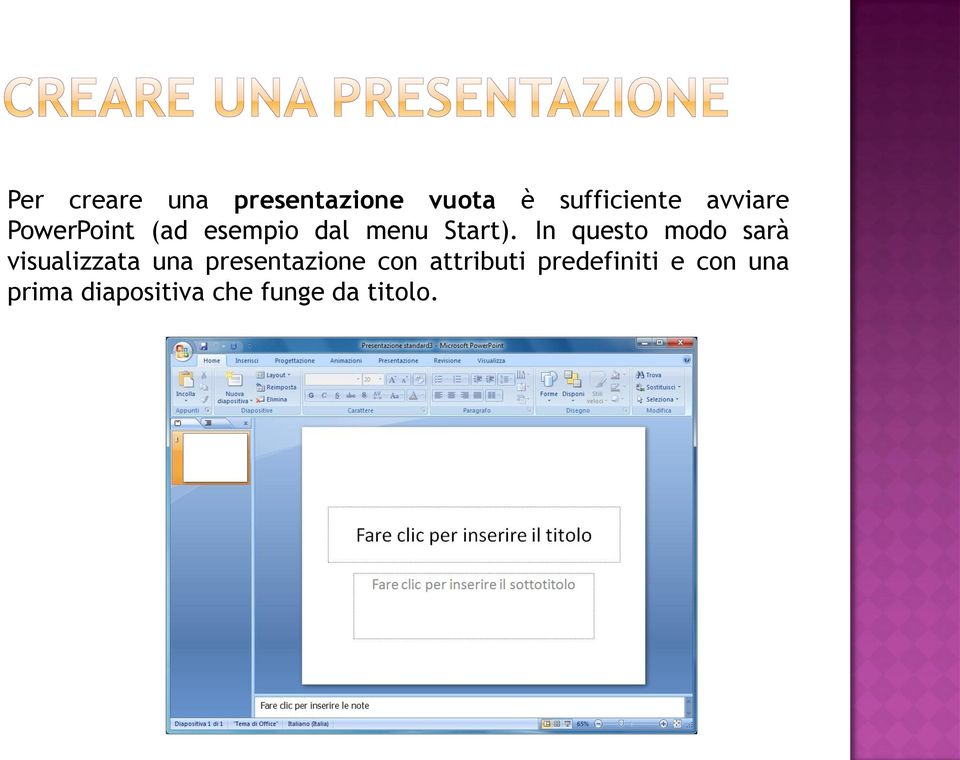 In questo modo sarà visualizzata una presentazione con