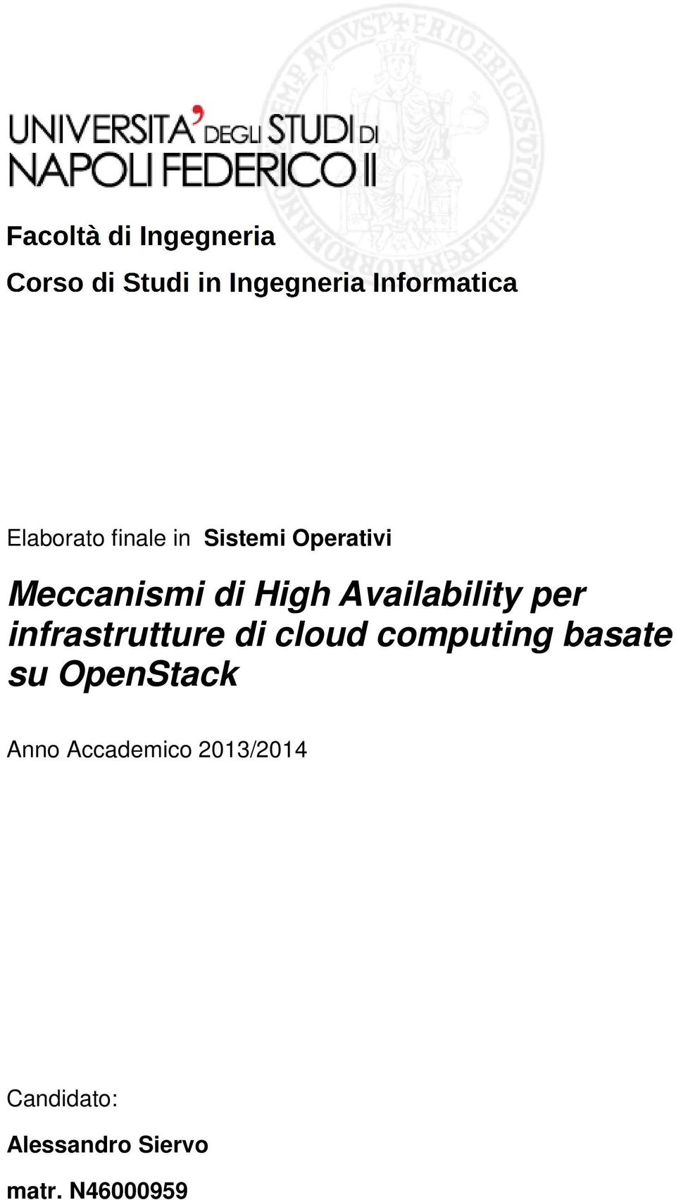 computing basate su OpenStack Anno Accademico