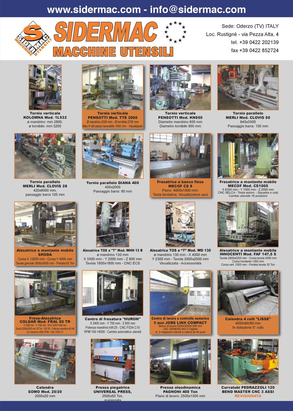 TTE 2000 Ø mandrino 2020 mm - Ø tornibile 2700 mm Max H del pezzo lavorabile 1600 mm - Visualizzato Tornio verticale PENSOTTI Mod.