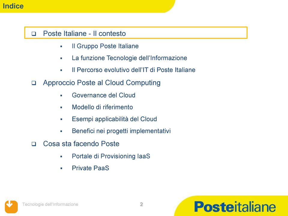 Computing Governance del Cloud Modello di riferimento Esempi applicabilità del Cloud