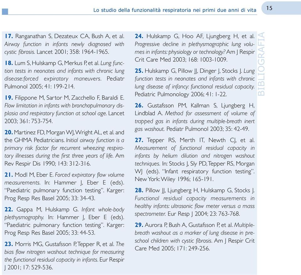 Pediatr Pulmonol 2005; 41: 199-214. 19. Filippone M, Sartor M, Zacchello F, Baraldi E. Flow limitation in infants with bronchopulmonary displasia and respiratory function at school age.