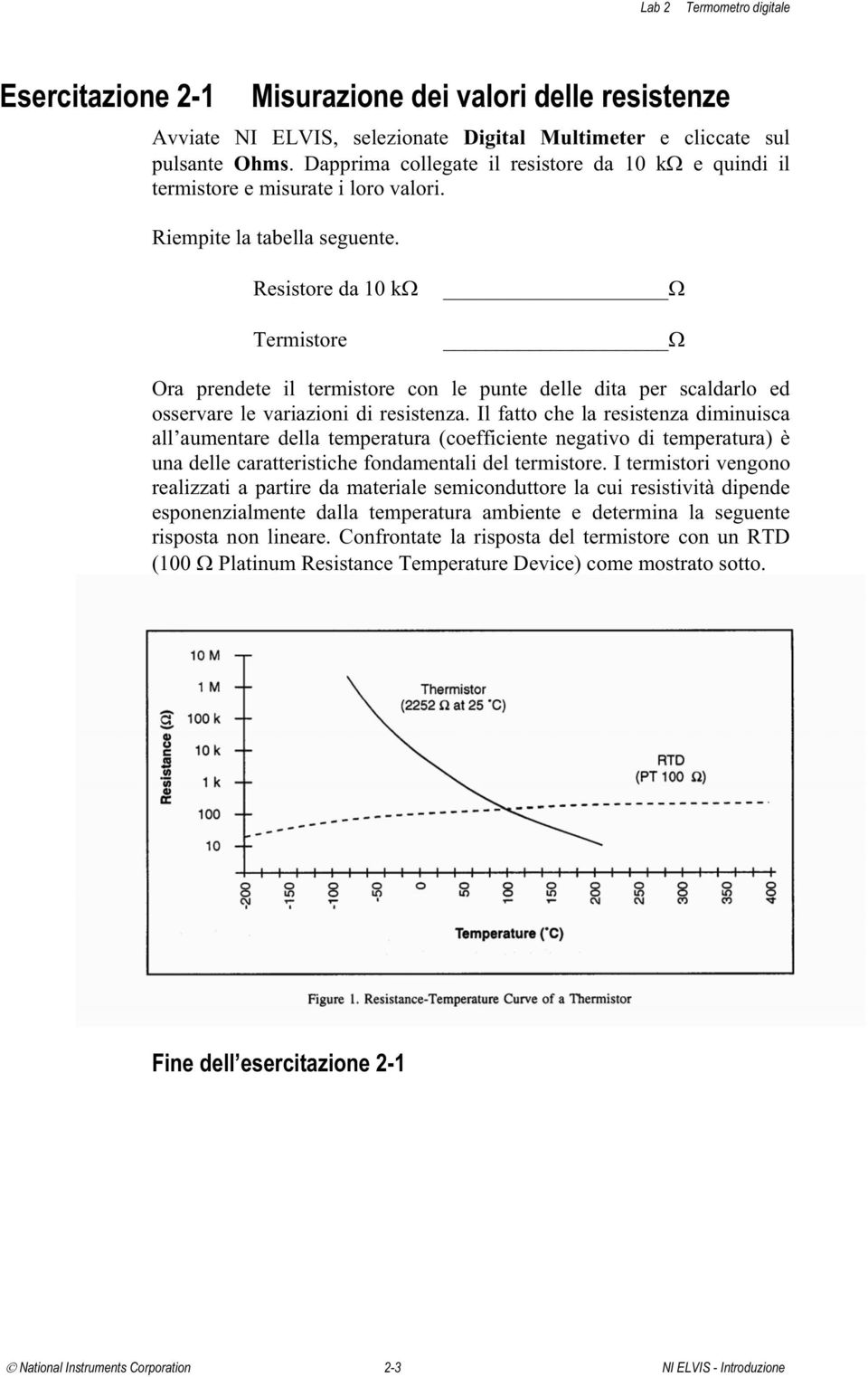 Resistore da 10 k Termistore Ora prendete il termistore con le punte delle dita per scaldarlo ed osservare le variazioni di resistenza.